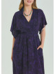 V Neck Pleated Detail Purple Summer Plus Size Dress 4605